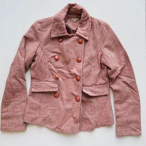 Sashimi Wool Blend Double Breasted Jacket Blazer Rose (  S )